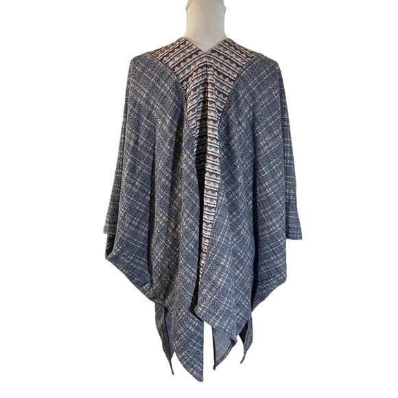 Hayden Los Angeles Cardigan Plus Size 1XL/2XL Tweed Lagenlook Slouchy Boho Blue - Picture 2 of 8